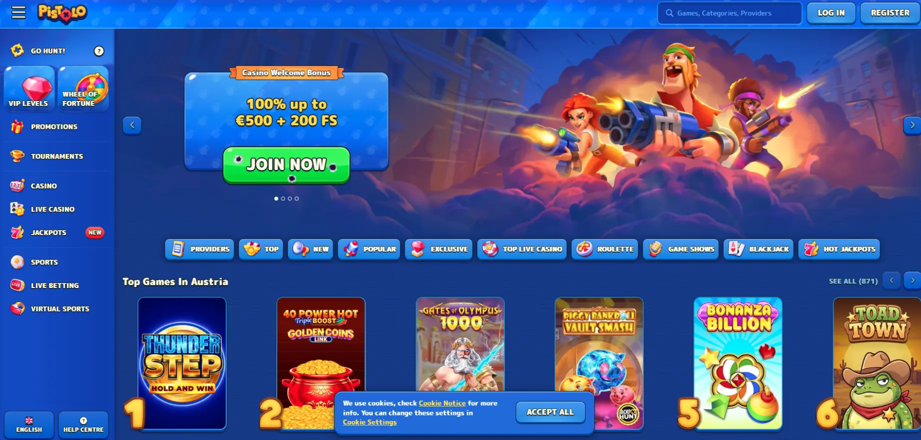 Pistolo Casino Screen